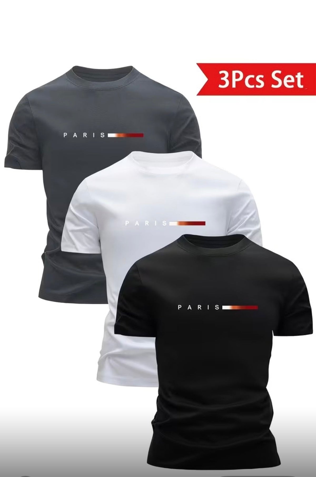 CAMISETA HOMBRE PACK DE 3 PARIS