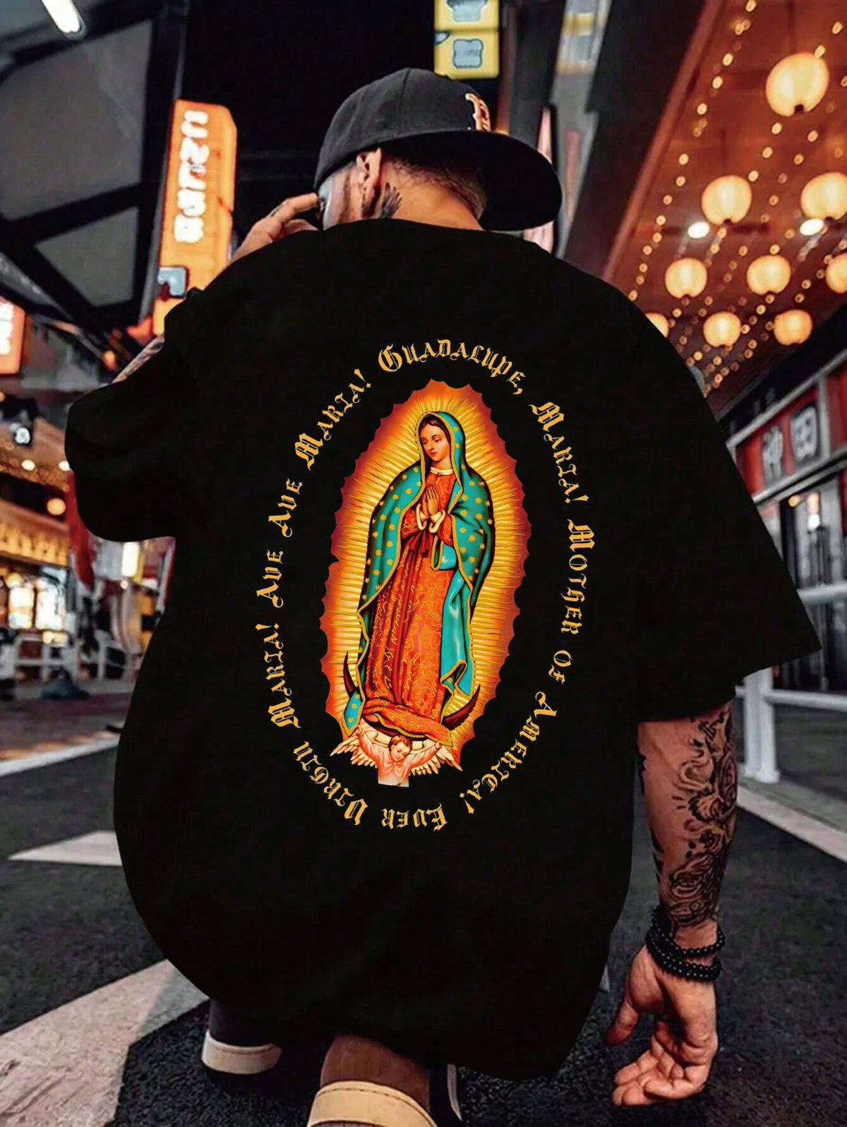 CAMISETA HOMBRE NEGRA VIRGEN DE GUADALUPE