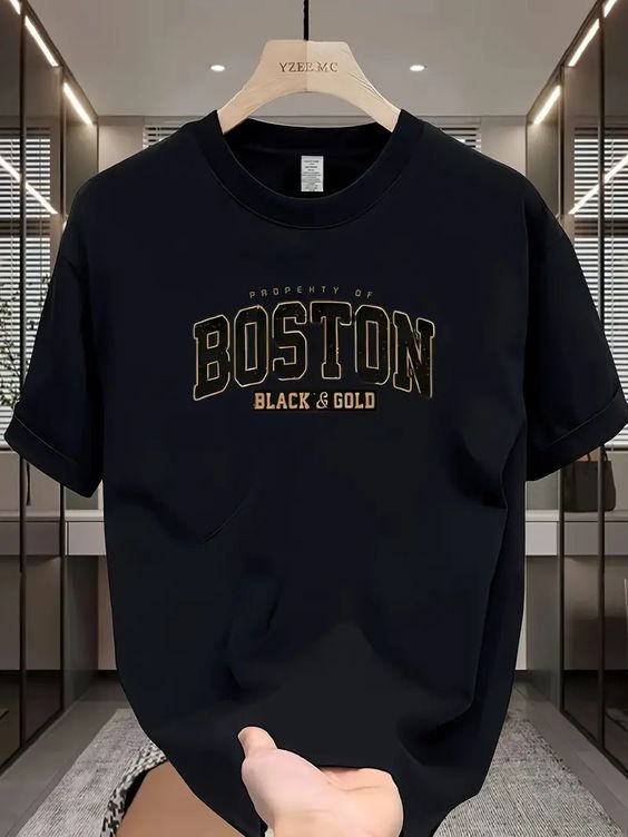 CAMISETA HOMBRE NEGRA BOSTON BLACK- GOLD