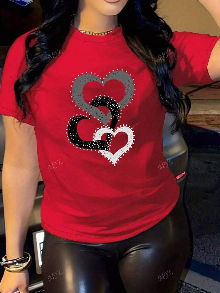 CAMISETA DAMA ROJA CORAZONES UNIDOS