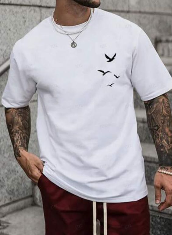 CAMISETA HOMBRE BLANCA AVES