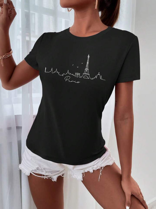 CAMISETA NEGRA DAMA CIUDAD PARIS