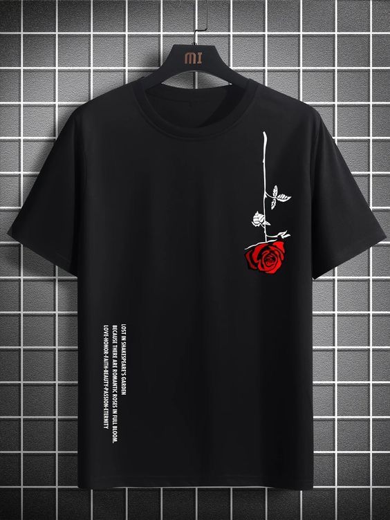 CAMISETA HOMBRE NEGRA ROSA