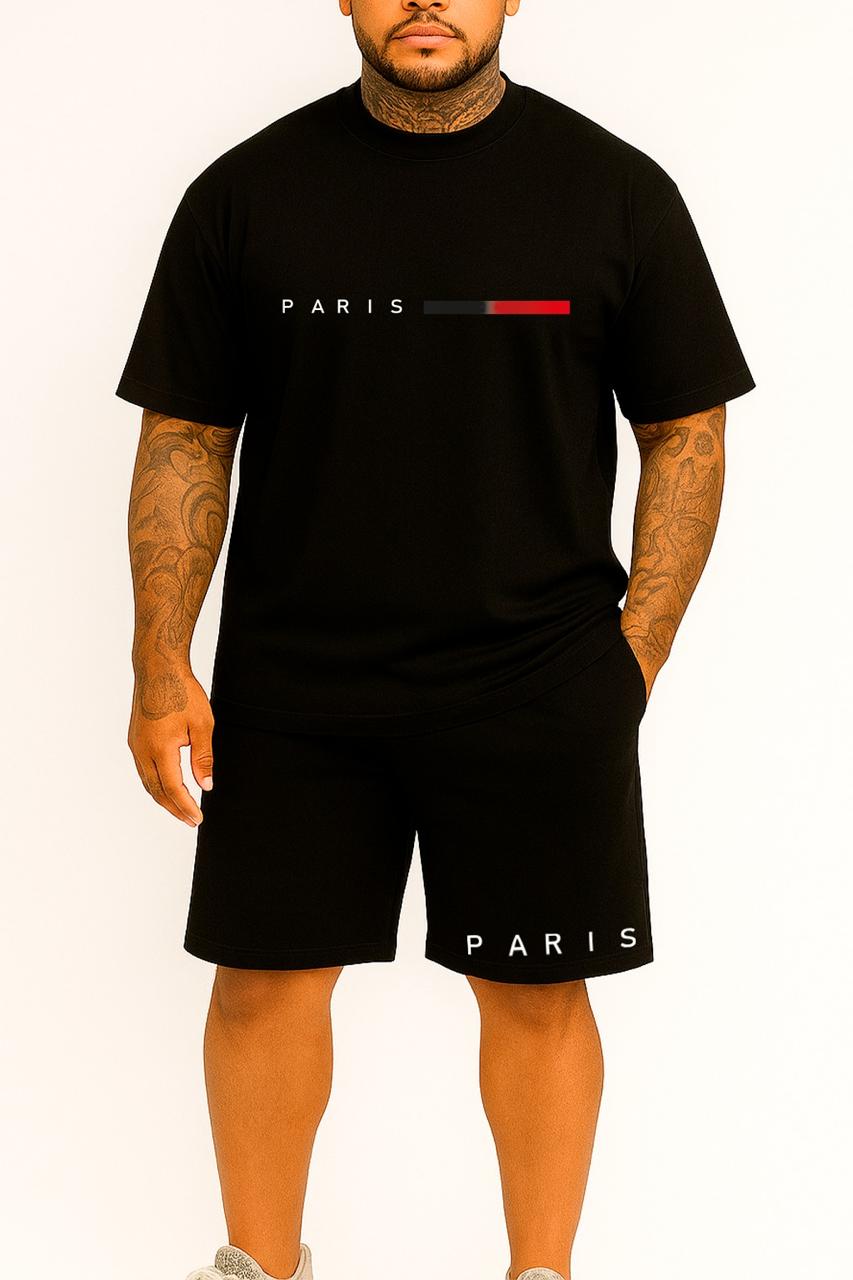CONJUNTO HOMBRE NEGRO PARIS LINEA ROJA
