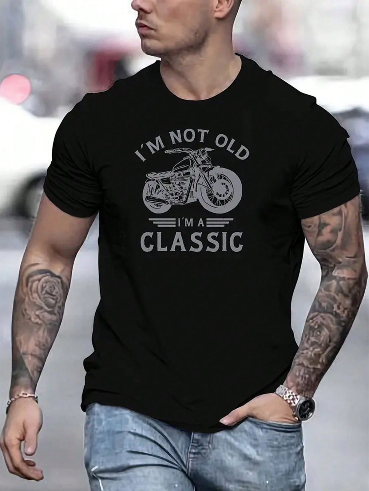 CAMISETA HOMBRE NEGRA IAM NOT OLD CLASSIC
