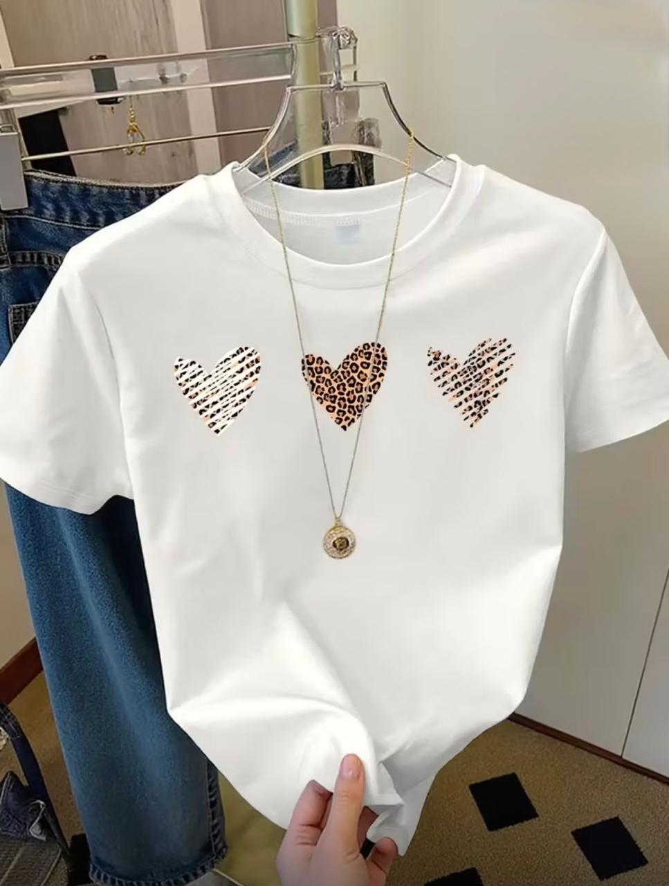 CAMISETA DAMA BLANCO 3CORAZONES RAYADOS