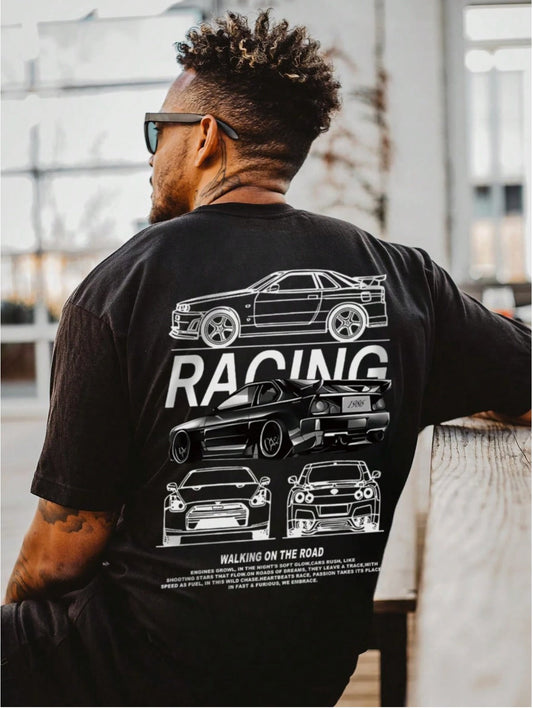 CAMISETA HOMBRE NEGRA RACING
