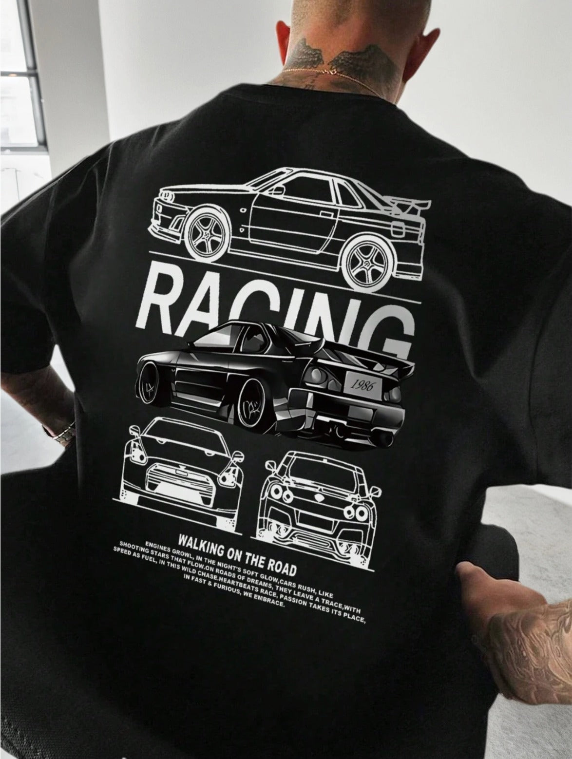 CAMISETA HOMBRE NEGRA RACING