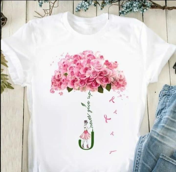 CAMISETA BLANCA DAMA FLOR SOMBRILLA