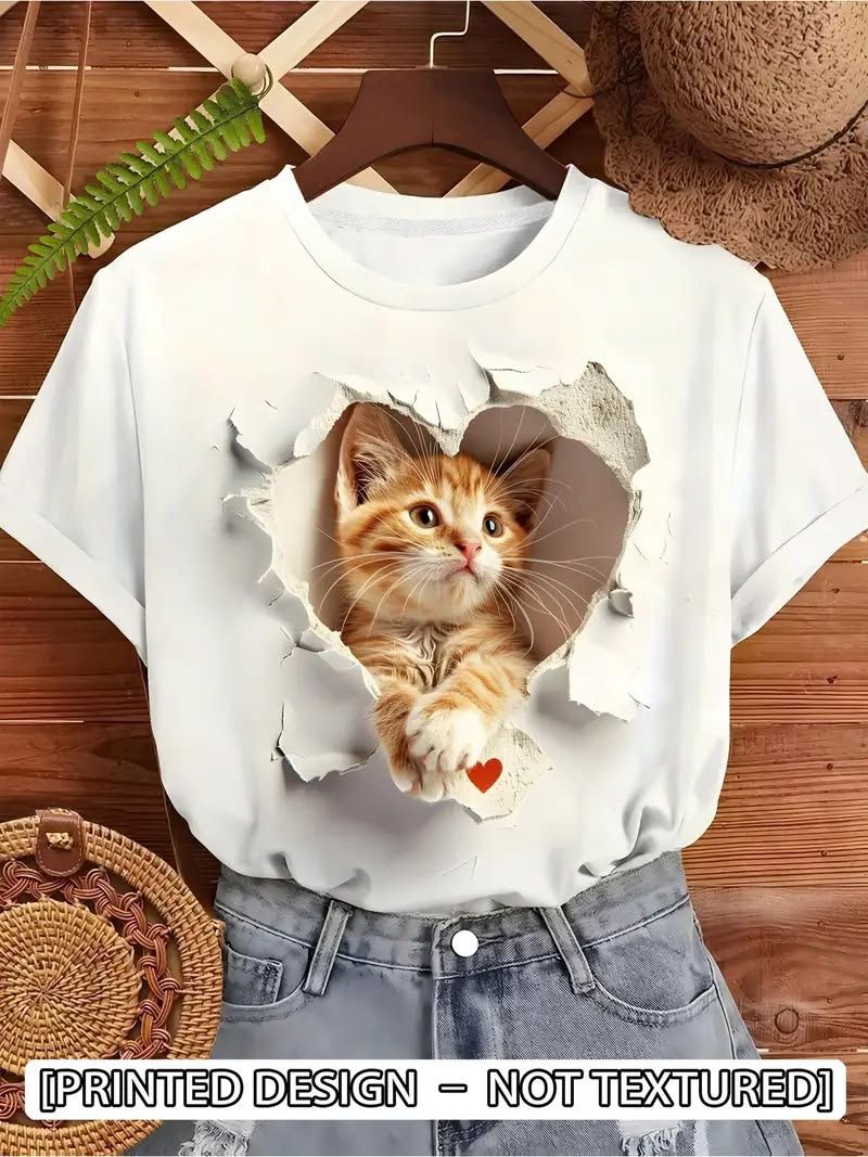 CAMISETA BLANCA DAMA GATO ROTO CORAZON