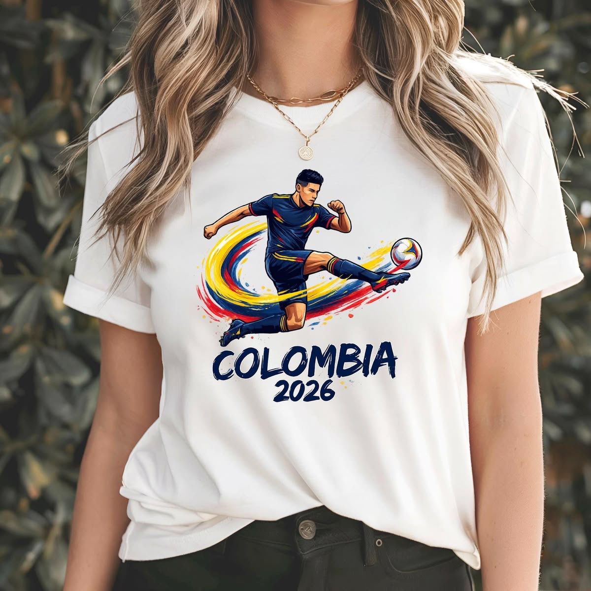 CAMISETA BLANCA DAMA JUGADOR COLOMBIA