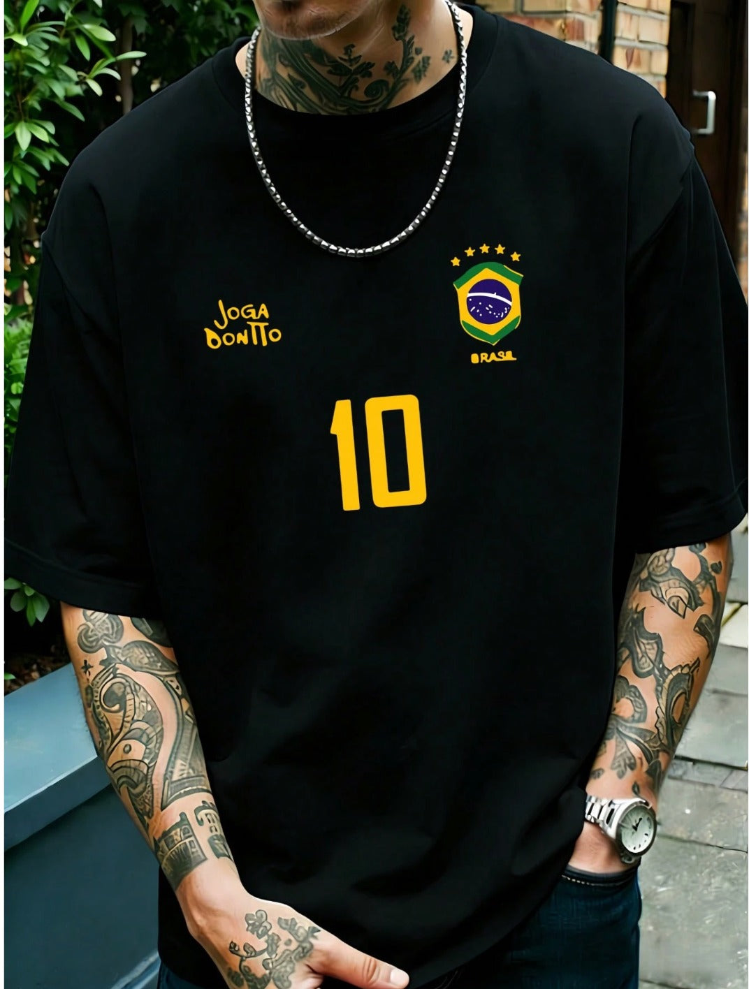CAMISETA NEGRA HOMBRE BRASIL