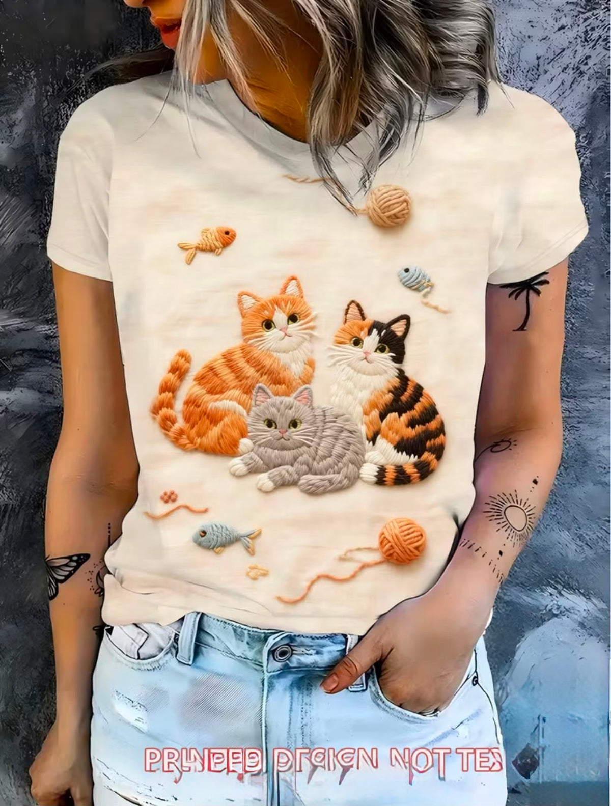 CAMISETA DAMA CAMEL GATOS-PECES