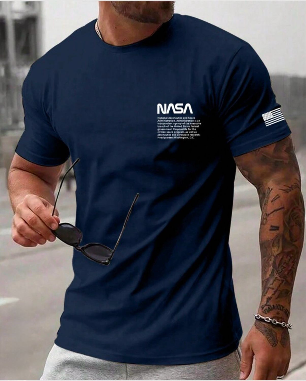 CAMISETA HOMBRE AZUL NASA