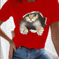 CAMISETA ROJA GATO ROTO