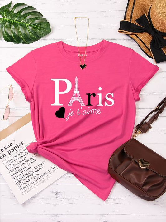 CAMISETA DAMA PARIS FUSCIA