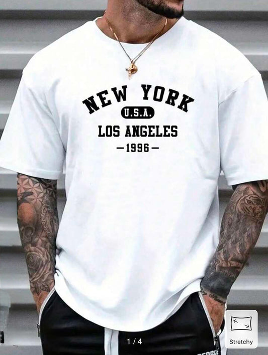 CAMISETA HOMBRE BLANCA NEW YORK USA LOS ANGELES