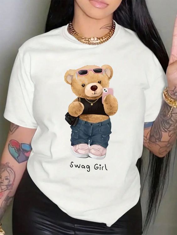 CAMISETA DAMA OSITO SWAG GIRL