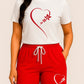 CONJUNTO DAMA CORAZON FLOR BLANCO-ROJO