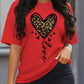 CAMISETA DAMA CORAZON LEOPARDO ROJA