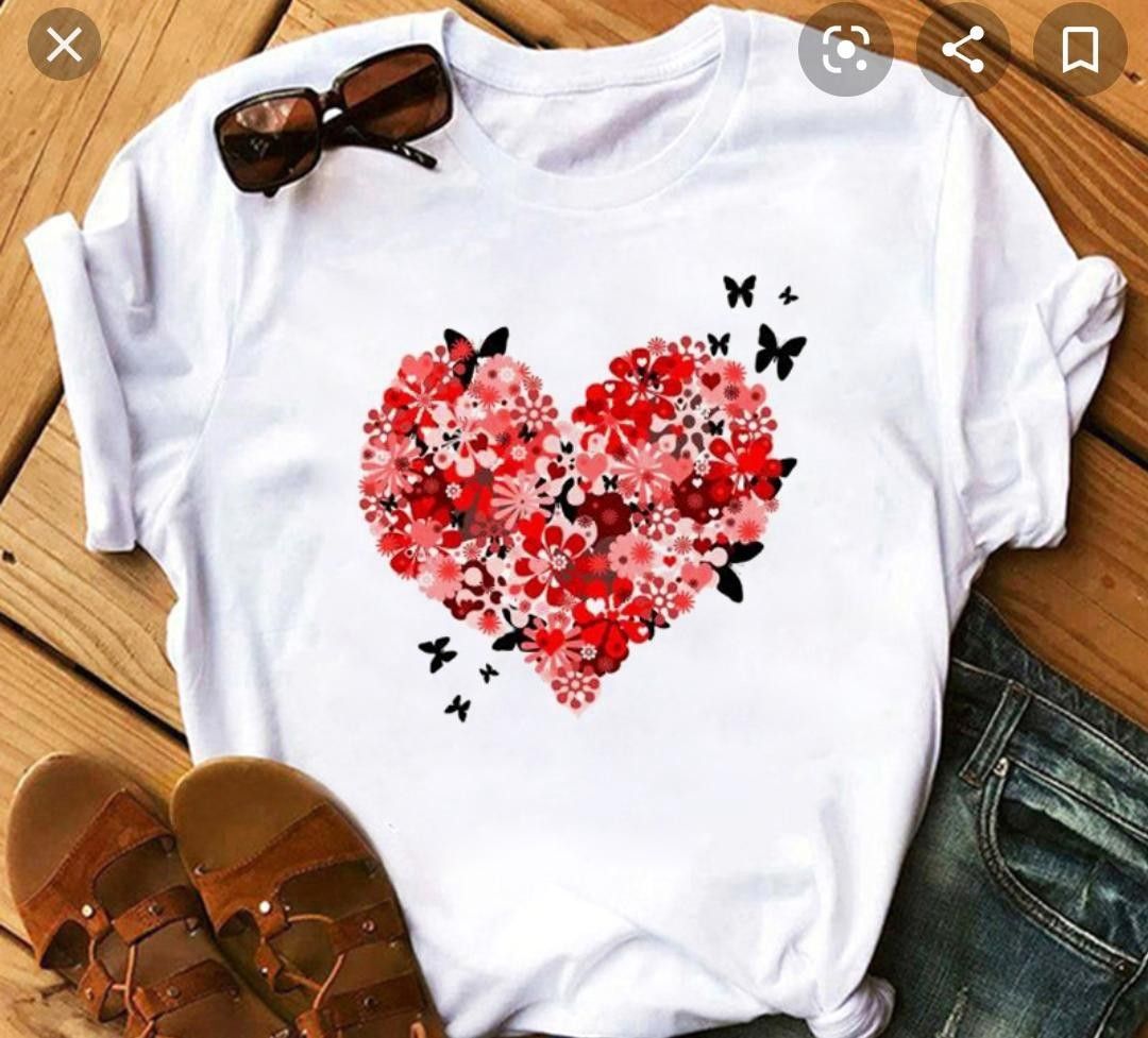 CAMISETA DAMA CORAZON FLORES