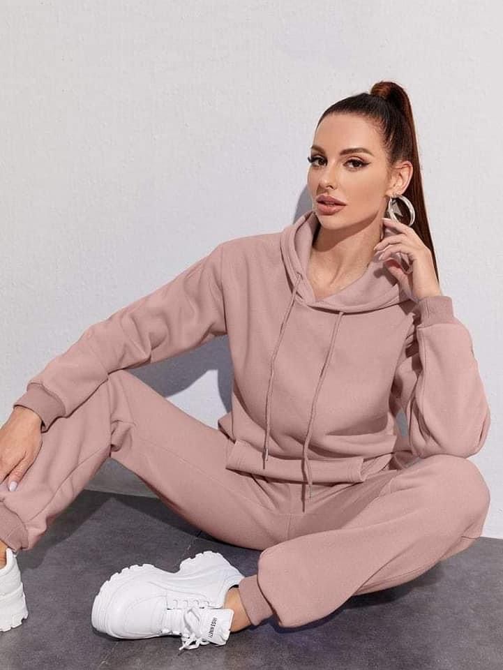 CONJUNTO DAMA BUZO CON CAPUCHA Y JOGGER ROSA