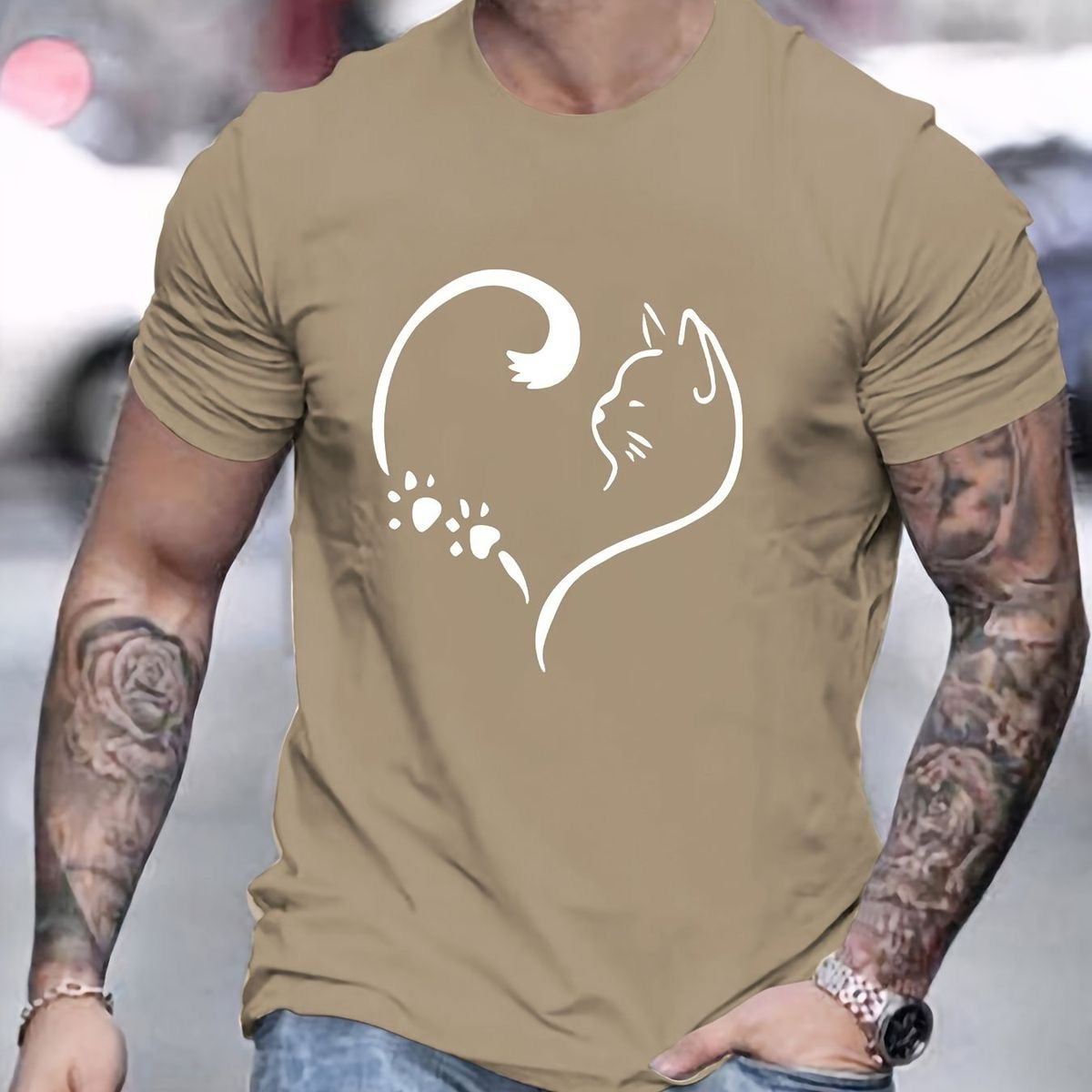 CAMISETA HOMBRE GATO CORAZON