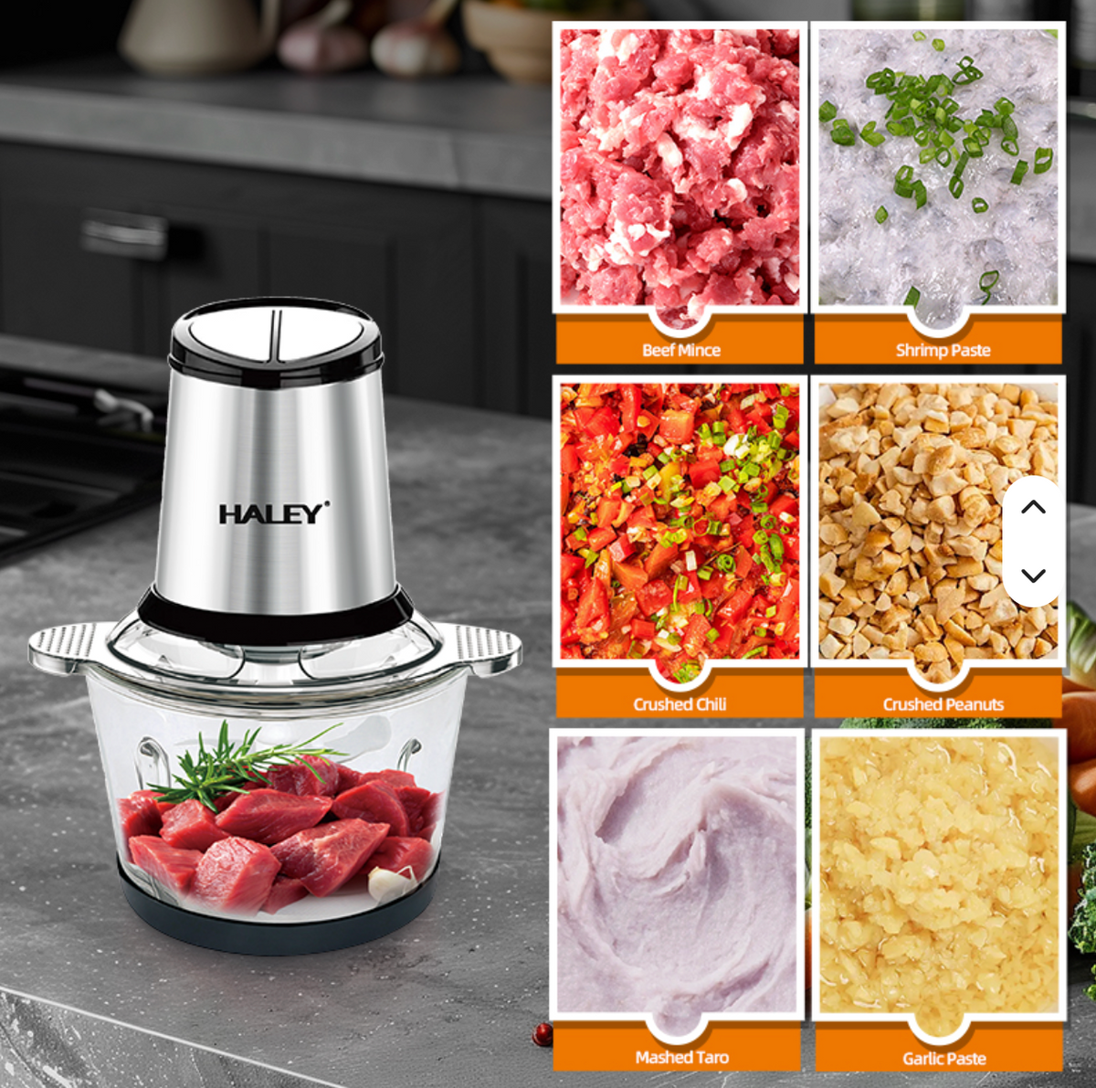 Picadora de Verduras y Carne para Cocina, Procesador de Alimentos de Acero Inoxidable de 3L , Picadora Eléctrica de Carne de la Marca HALEY