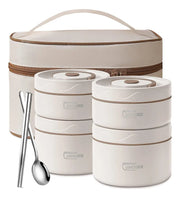 Lunch Box 4niveles Fiambrera Desmontable Con Cubiertos