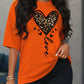 CAMISETA DAMA NARANJA CORAZON LEOPARDO