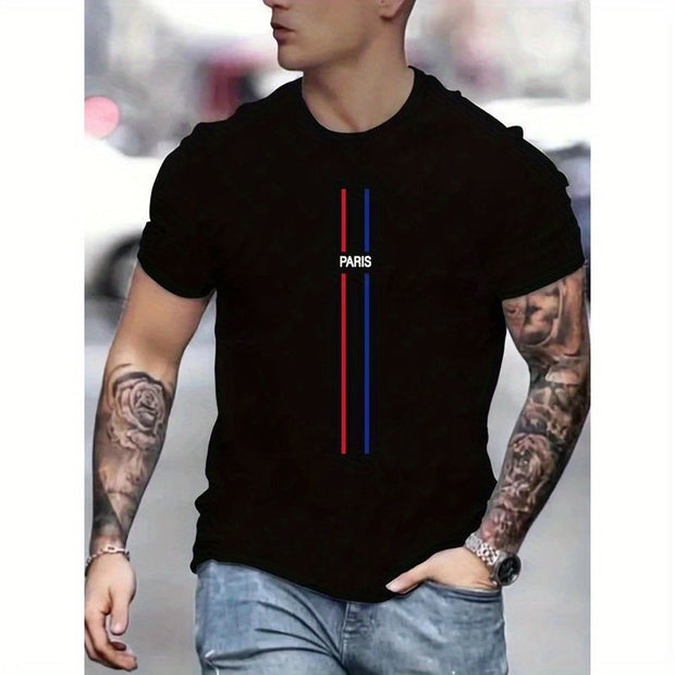 CAMISETA HOMBRE NEGRA PARIS DOBLE LINEA