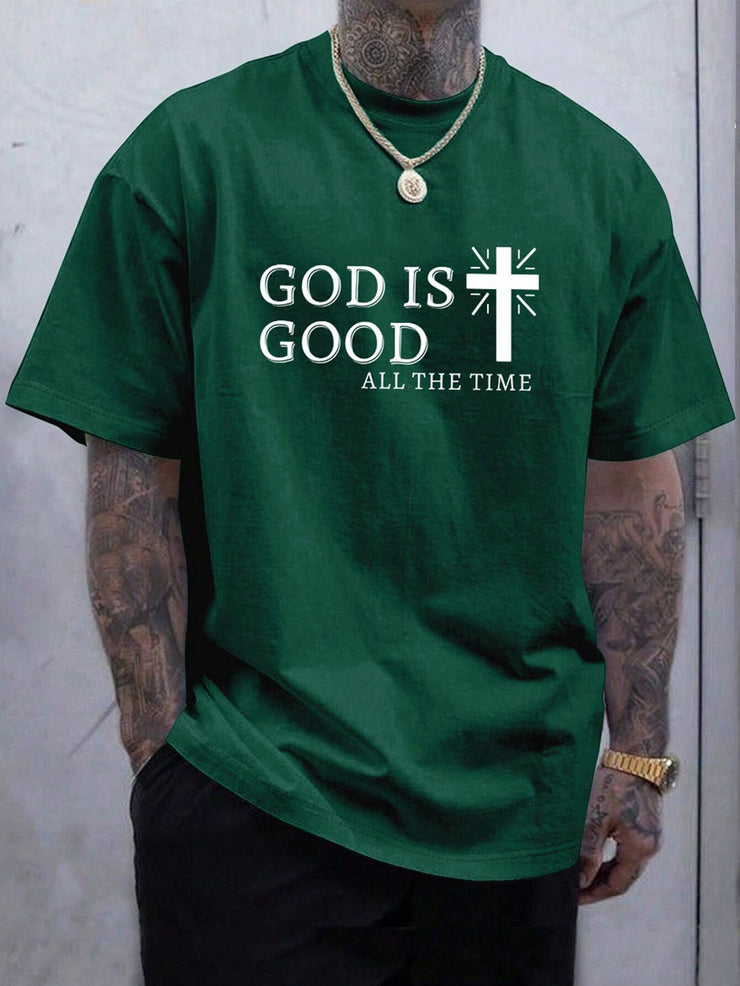 CAMISETA HOMBRE VERDE GOD IS GOD ALL THE TIME