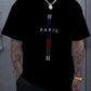 CAMISETA NEGRA HOMBRE CRUZ PARIS LINEA AZUL