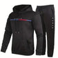 CONJUNTO JOGGER CON CAPOTA  NEGRO PARIS LINEAZUL ROJA