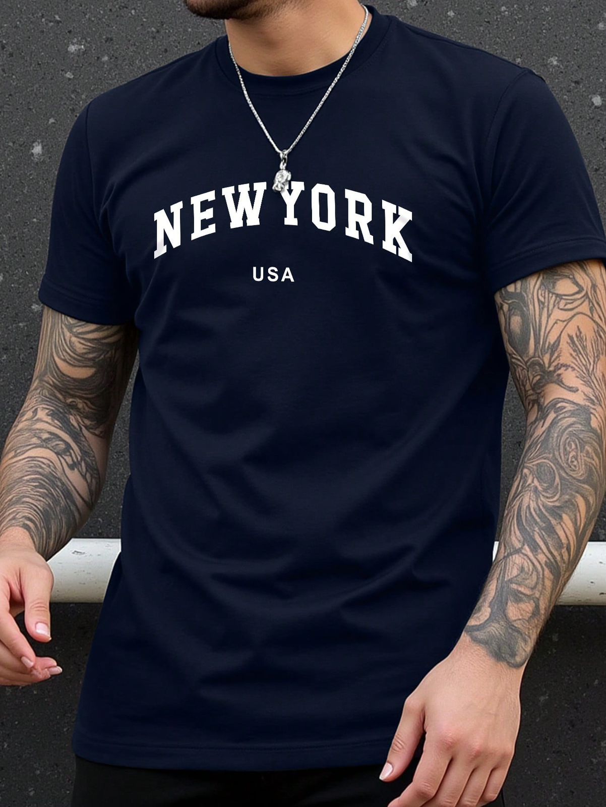 CAMISETA HOMBRE AZUL NEW YORK USA