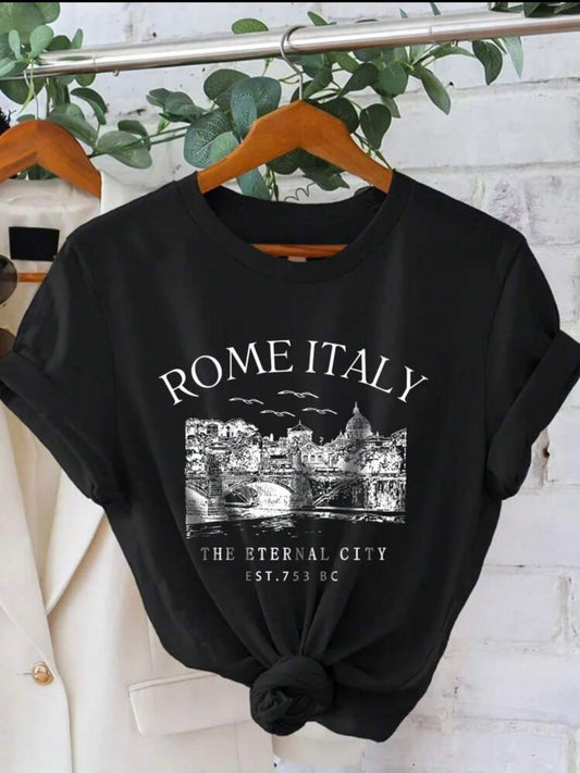 CAMISETA DAMA NEGRA ROME ITALY