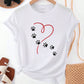 CAMISETA BLANCA DAMA CORAZON HUELLAS