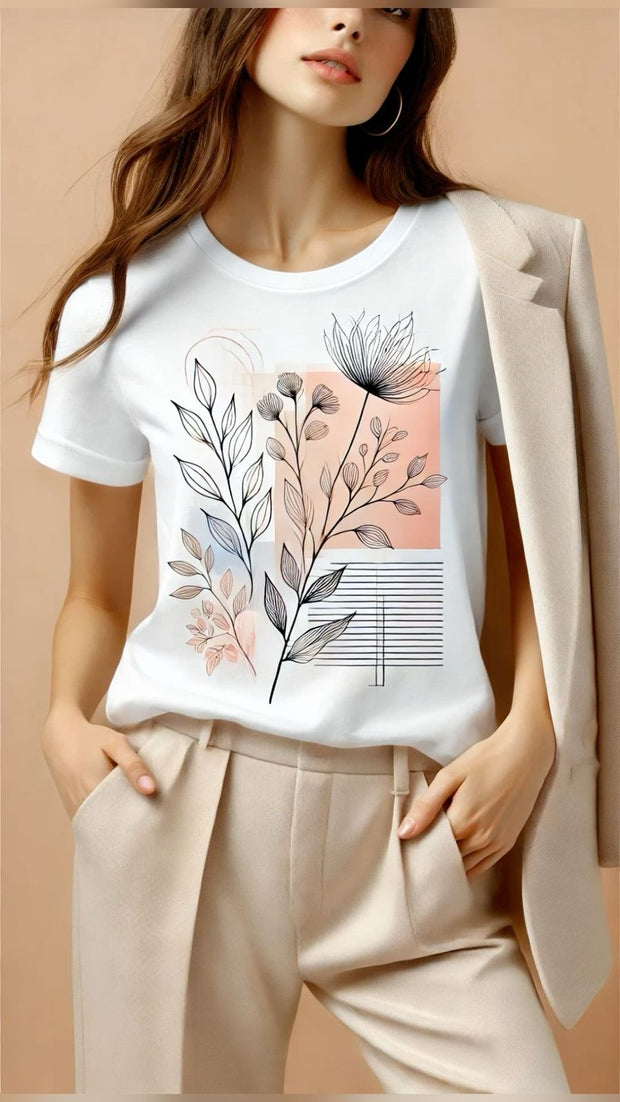 CAMISETA DAMA BLANCA FLORAL