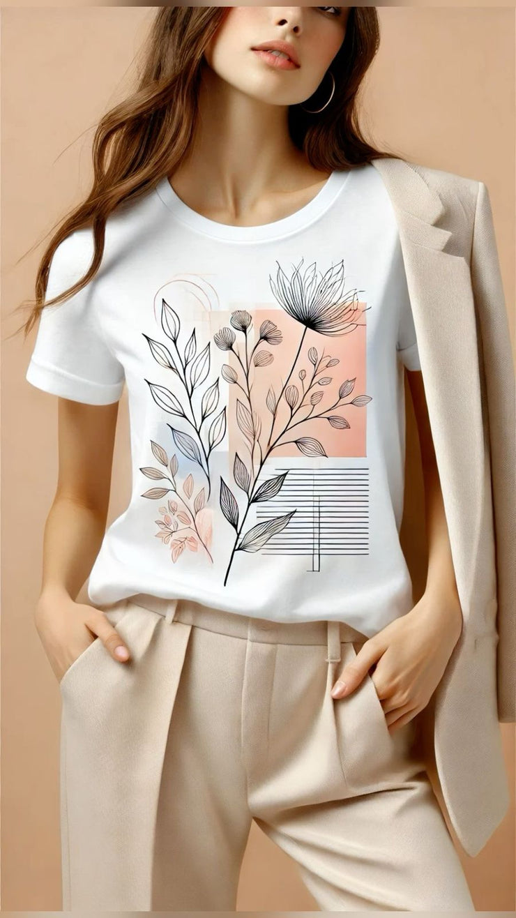 CAMISETA DAMA BLANCA FLORAL