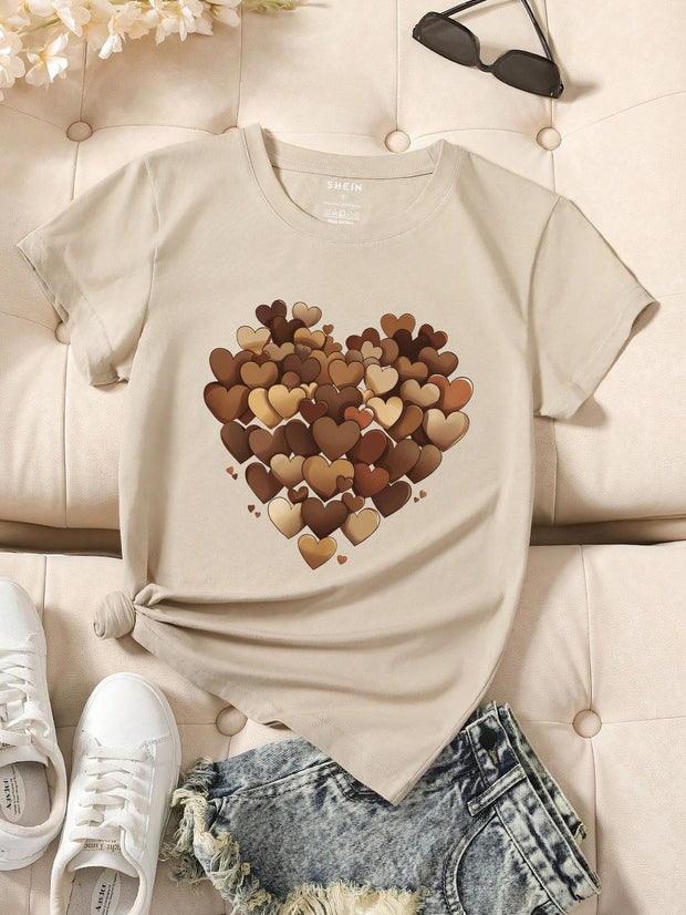 CAMISETA DAMA CAMEL VARIOS CORAZONES