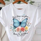 CAMISETA DAMA BLANCA MARIPOSA DIOS ES TU PLAN