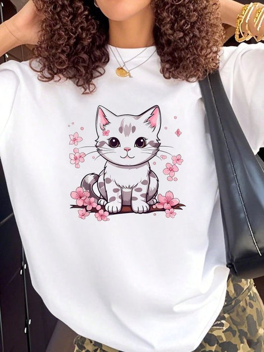 CAMISETA DAMA GATICA FLORES ROSA