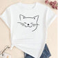 CAMISETA DAMA CARA GATO SONRIENTE