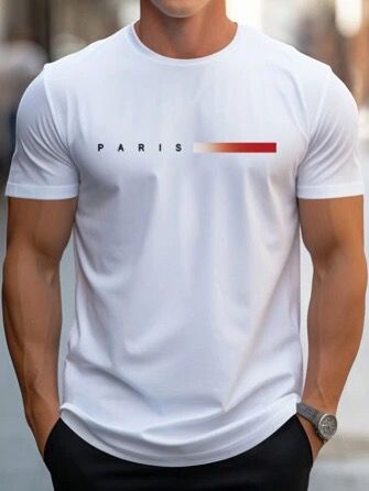 CAMISETA HOMBRE BLANCA PARIS LINEA BLANCA-ROJA