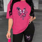 CAMISETA DAMA ROSADA MARIPOSA