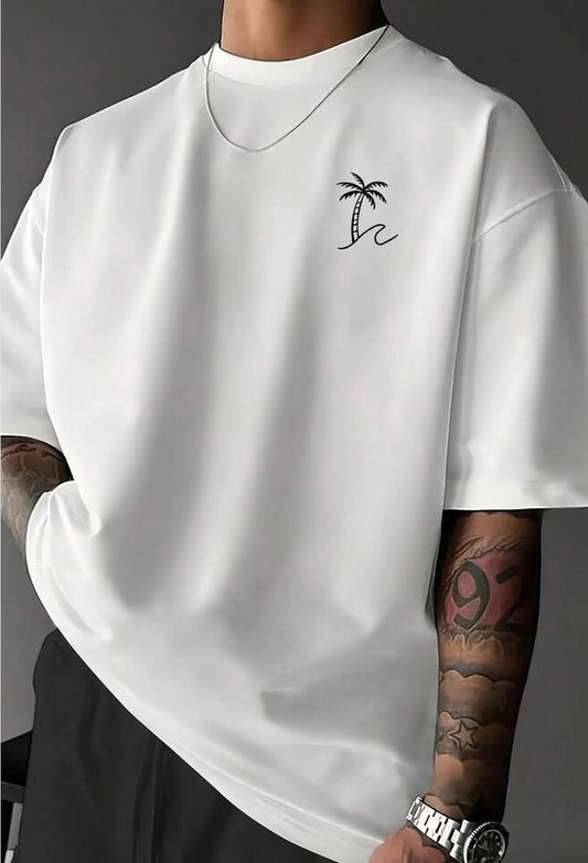 CAMISETA HOMBRE BLANCA PALMA OLA
