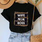 CAMISETA DAMA NEGRA WIFE MOM BOSS