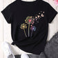 CAMISETA DAMA NEGRA DIENTE DE LEON COLORES