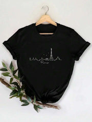 CAMISETA NEGRA DAMA CIUDAD PARIS
