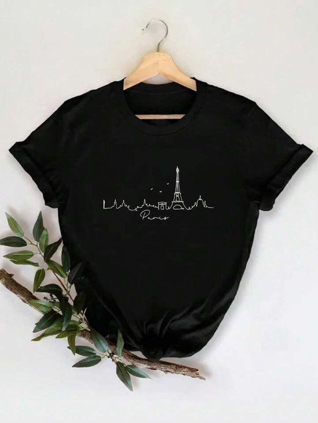 CAMISETA NEGRA DAMA CIUDAD PARIS